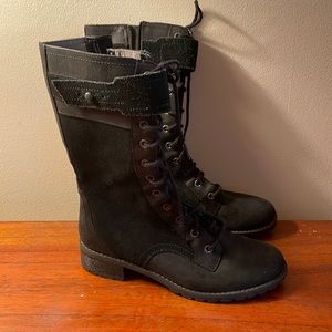 Timberland Women's Wenham Mid Zipper Black Leather Tall Winter Boots Style A11OV